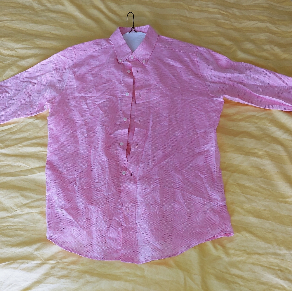 NWT Mr. Turk Pink & white 100% cotton Mens shirt
